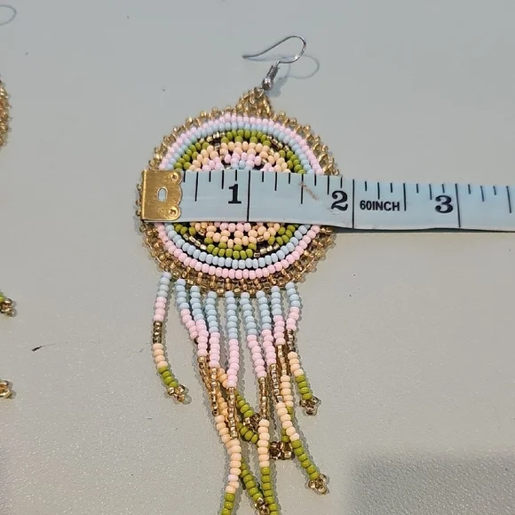 Bohemian Beaded Fringe Earrings - Picture 4 of 4